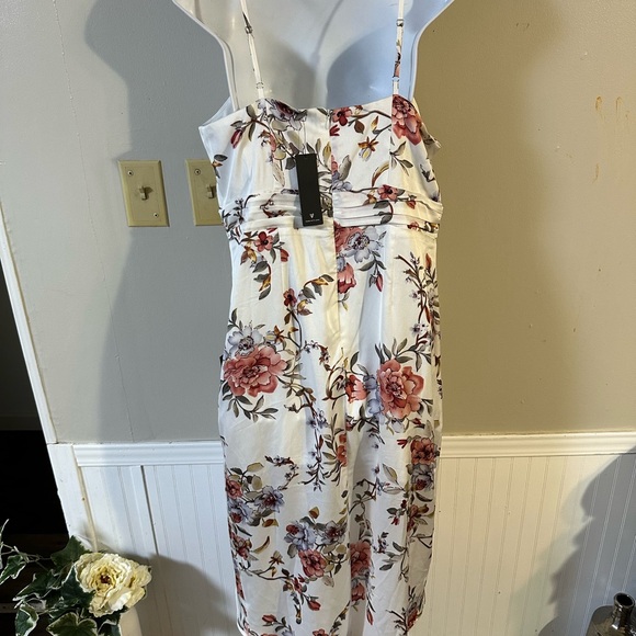 Lulu's Cream Floral Midi Dress with Pink & Purple Blooms - Picture 6 of 7